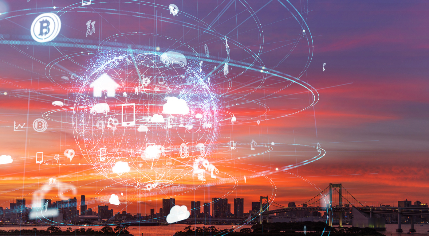 Smart city and IoT (Internet of Things) concept. ICT (Information Communication Technology).